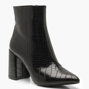 Croc Block Heel Sock Boots